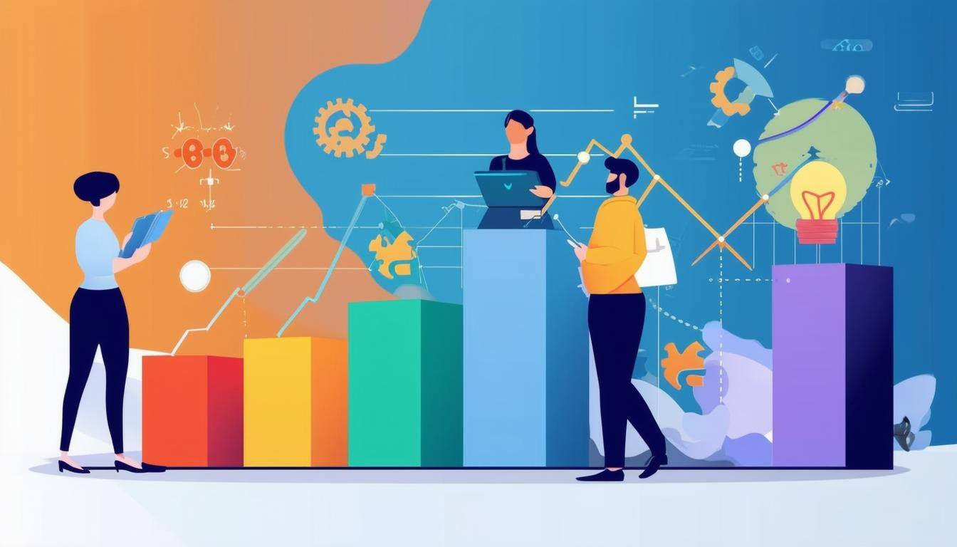 An image of a graph illustrating various industries benefiting from HubSpots tools, such as improved customer retention, higher lead generation, and